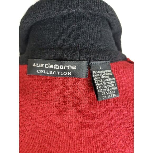 Vintage Liz Claiborne~Size L~Red/Black 2 Pc. Set Wool Blend Christmas Workwear - Picture 9 of 15
